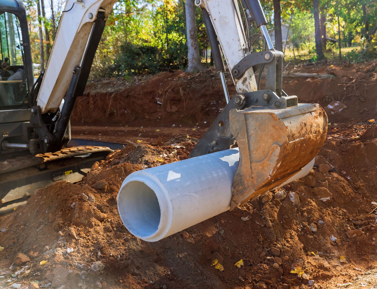 Groundworking digger at work